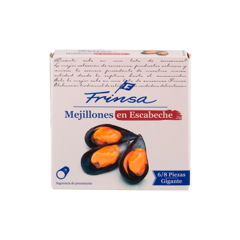 FRINSA MEJILLONES ESCABECHE ACEITE OLIVA 6/8 LATA 120GR 1U