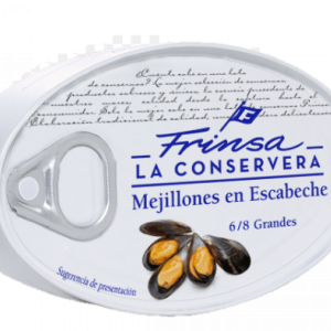 FRINSA MEJILLONES ESCABECHE ACEITE OLIVA 6/8 LATA 120GR CAJA 24U