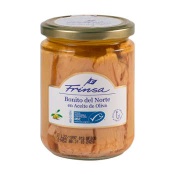 FRINSA BONITO DEL NORTE ACEITE OLIVA TARRO CRISTAL 400GR CAJA 6U