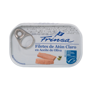 FRINSA FILETES ATUN CLARO ACEITE OLIVA LATA 120GR CAJA 12U
