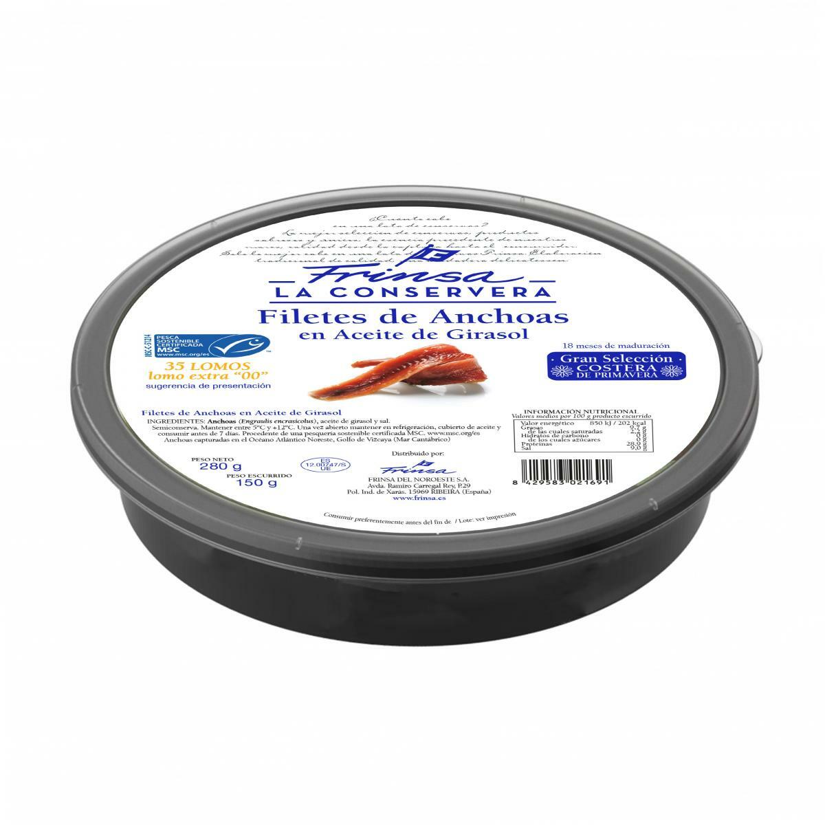 FRINSA ANCHOA ACEITE GIRASOL TARRINA 400GR CAJA 1U FRINSA ANCHOA ACEITE GIRASOL TARRINA 400GR CAJA 1U