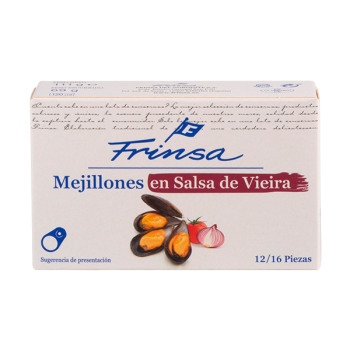FRINSA MEJILLONES SALSA VIEIRA 12/16 LATA 120GR CAJA 12U