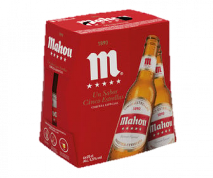MAHOU 5 ESTRELLAS VIDRIO NR 25CL 4X6 PACK 24U MAHOU 5 ESTRELLAS VIDRIO NR 25CL 4X6 PACK 24U