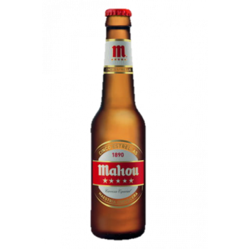 MAHOU 5 ESTRELLAS PREMIUM VIDRIO NR 33CL CAJA 24U