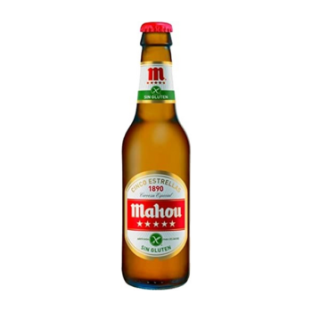 MAHOU 5 ESTRELLAS SIN GLUTEN VIDRIO NR 33CL CAJA 24U