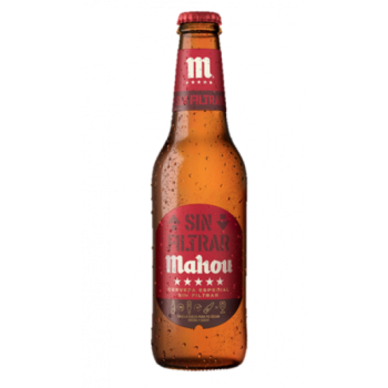 MAHOU 5 ESTRELLAS SIN FILTRAR VIDRIO NR 33CL CAJA 24U